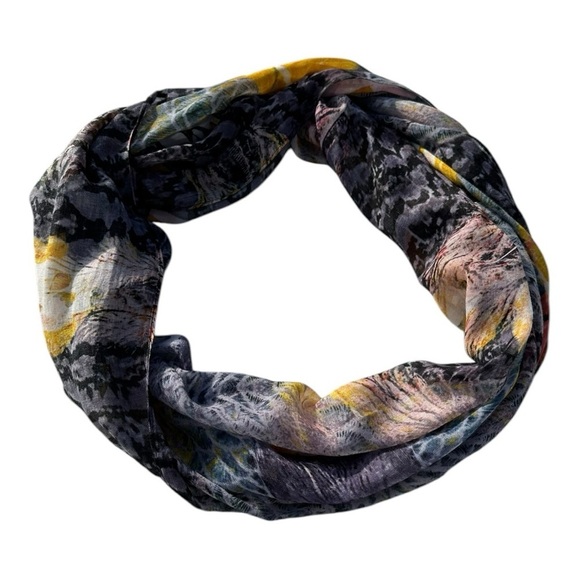 Front Row Society Artist Rectangle Scarf Abstract Feather Multicolor Womens OS - Picture 2 of 8